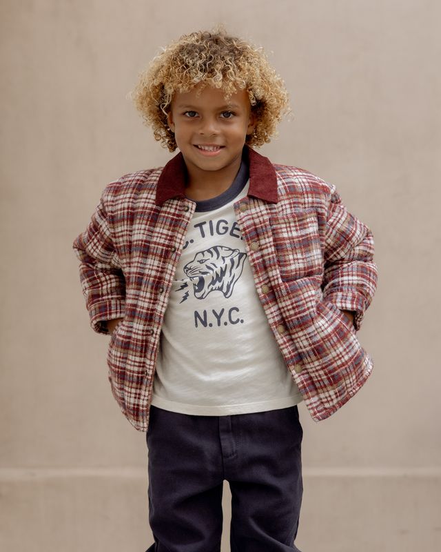 Burgundy Plaid Kid Nashville Quilted Jacket