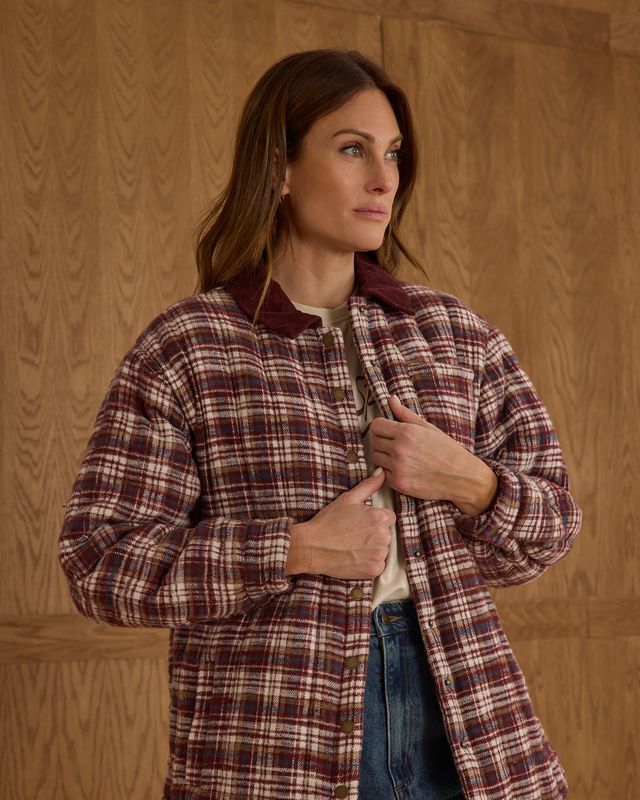 Burgundy Plaid Women's Nashville Quilted Jacket