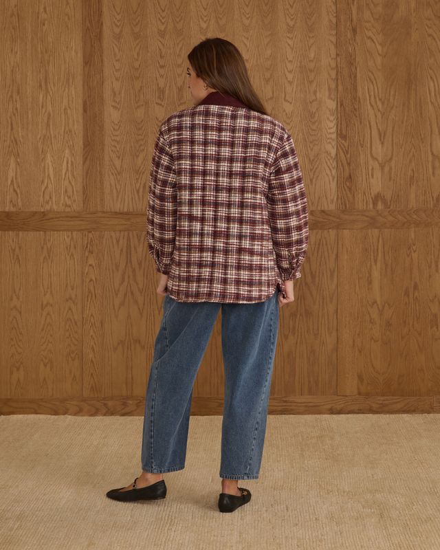 Burgundy Plaid Women's Nashville Quilted Jacket