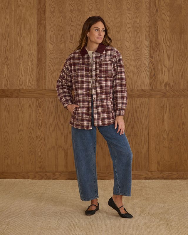 Burgundy Plaid Women's Nashville Quilted Jacket