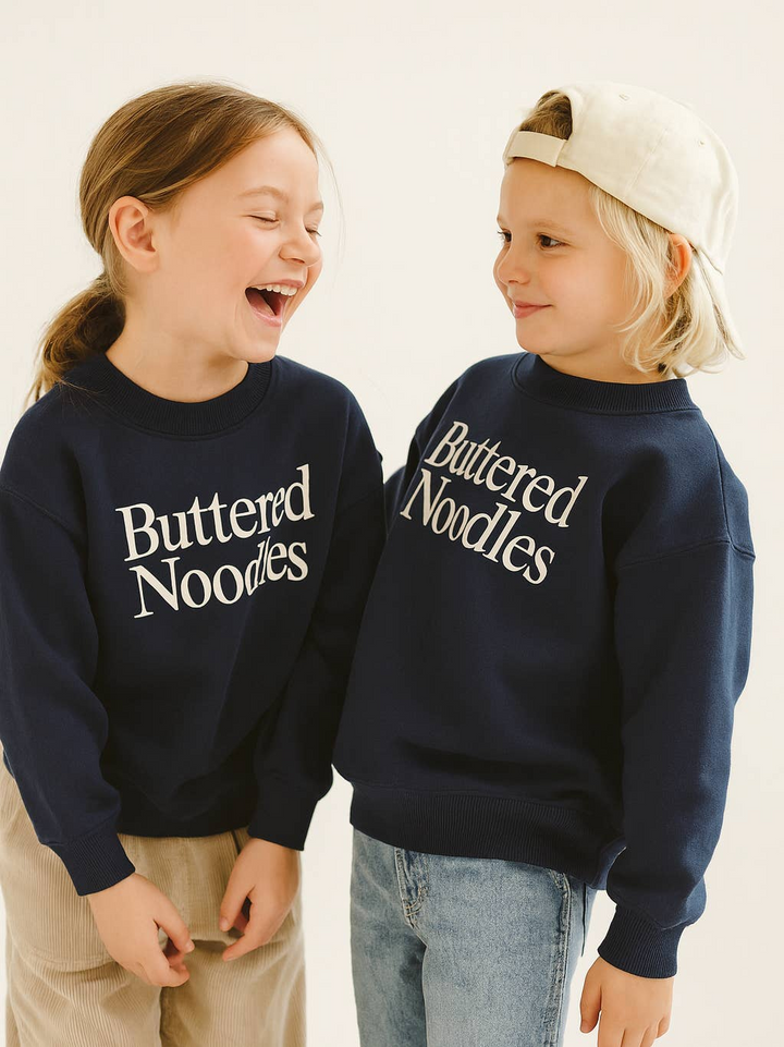 Buttered Noodles Kids Crewneck Sweatshirt