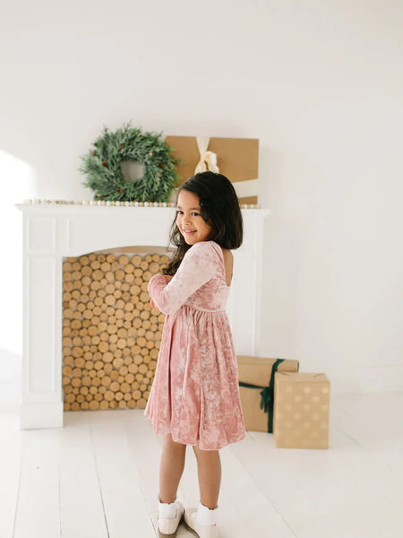 Blush Crushed Velvet Gwendolyn Dress