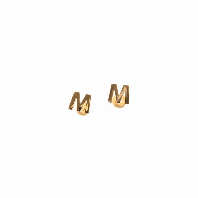 Hypoallergenic Gold Letter Studs