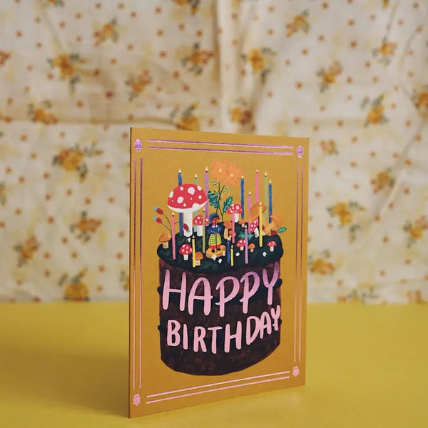 Mushroom Cake Birthday Card