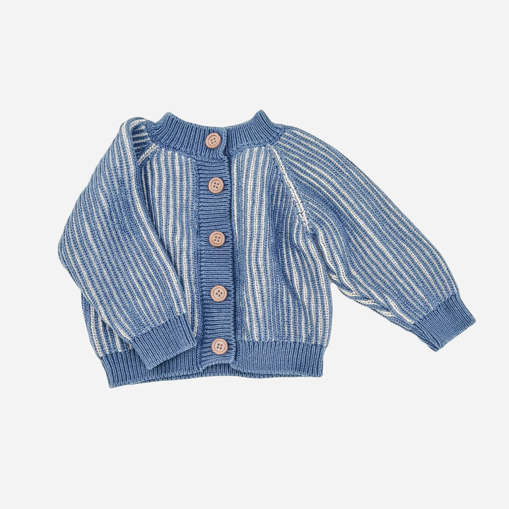 Dusty Blue Cotton Brioche Cardigan