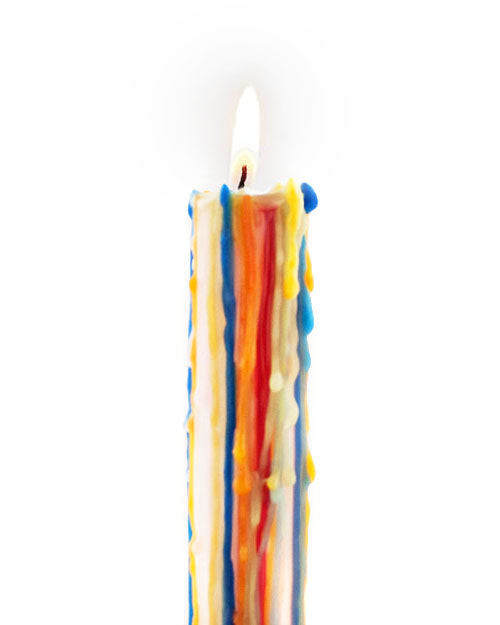 Multi Color Drip Taper Candle Set of 2