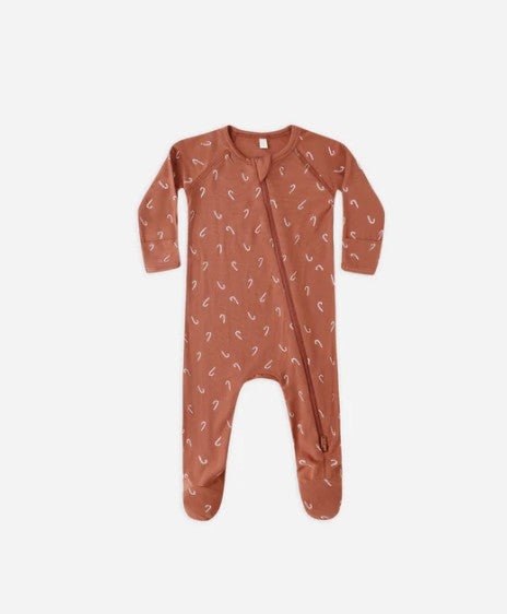 Bamboo Zip Footie - Candy Canes