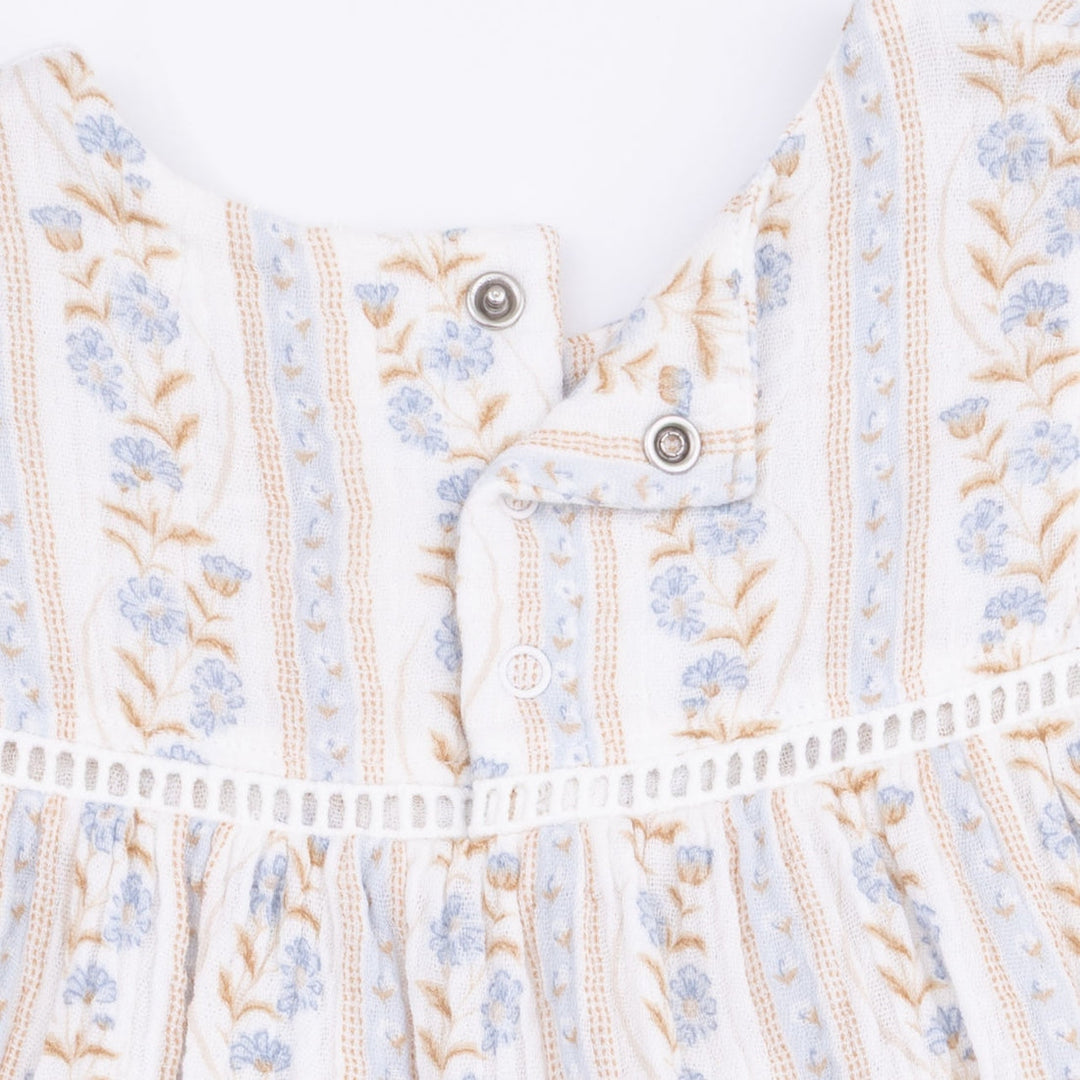 Puff Sleeve Tiered Dress w/ Leggings - Blue Catarina Floral
