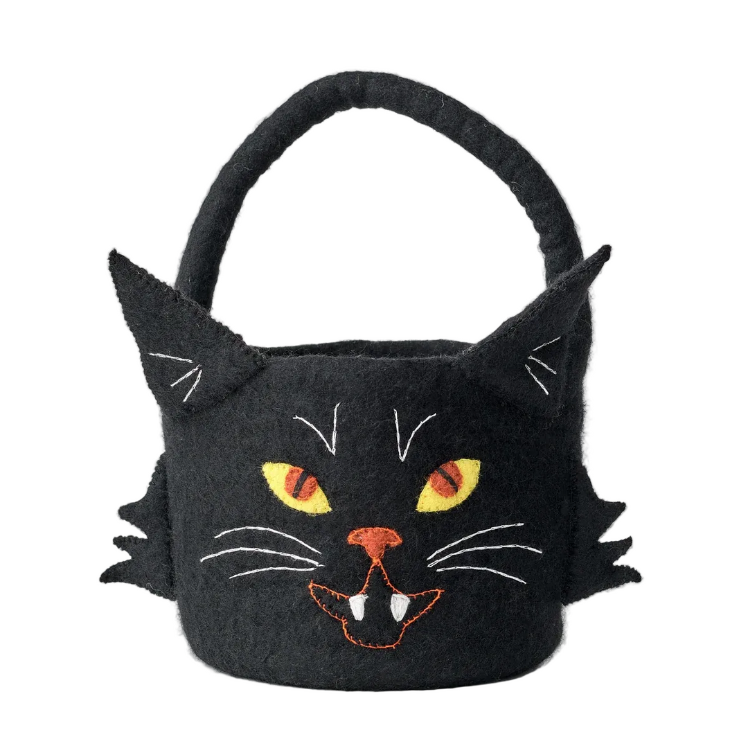 Felt Halloween Bucket - Black Cat