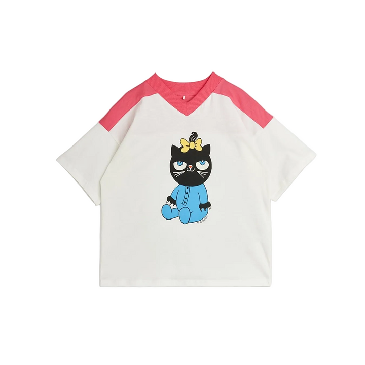 Cat V-Neck Tee - Pink