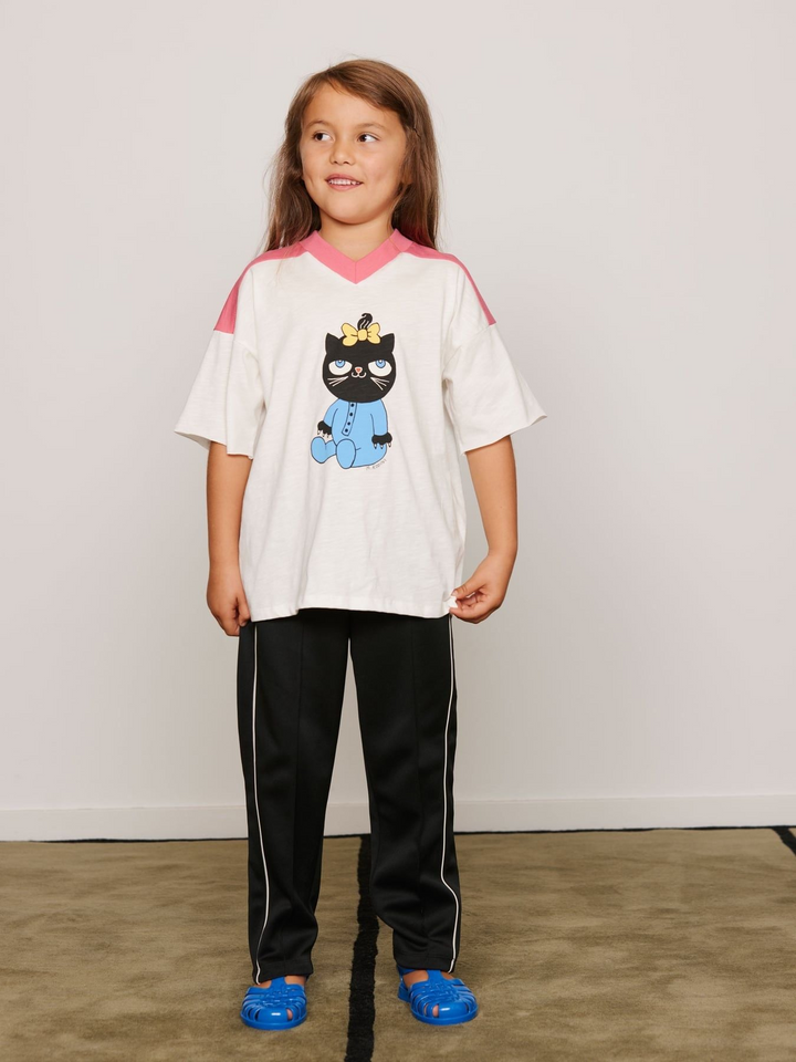 Cat V-Neck Tee - Pink