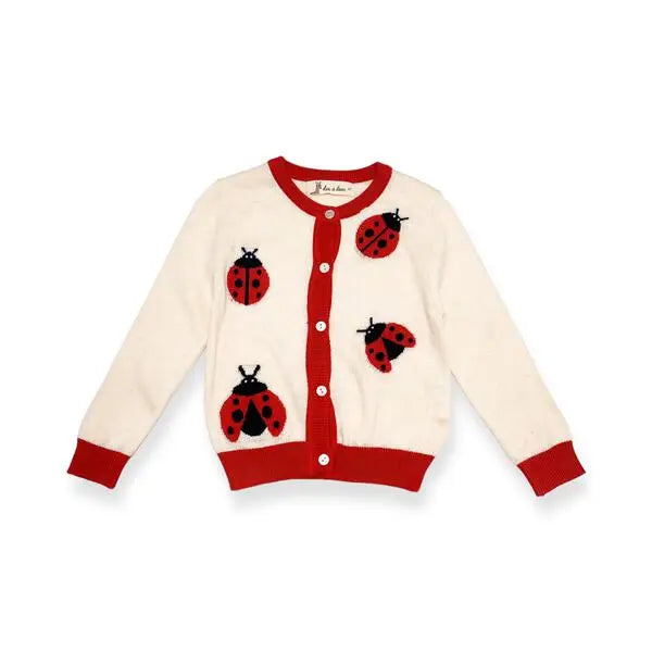 Ivory Ladybug Wooly Cardigan