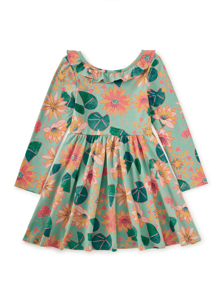 Chalk Water Lillies Ruffle Collar Ballet Dress