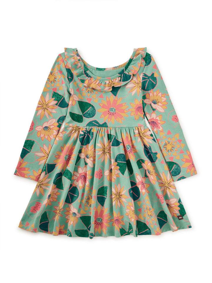 Chalk Water Lillies Ruffle Collar Ballet Dress