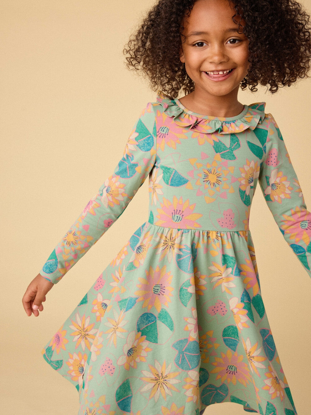 Chalk Water Lillies Ruffle Collar Ballet Dress