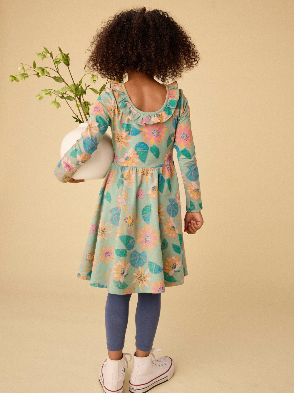 Chalk Water Lillies Ruffle Collar Ballet Dress