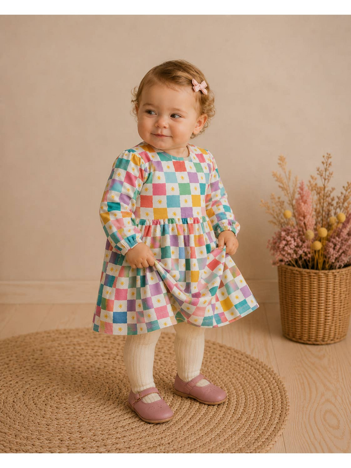 Colorful Checks Baby Dress and Bloomer