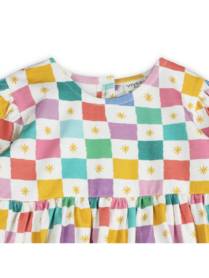 Colorful Checks Baby Dress and Bloomer