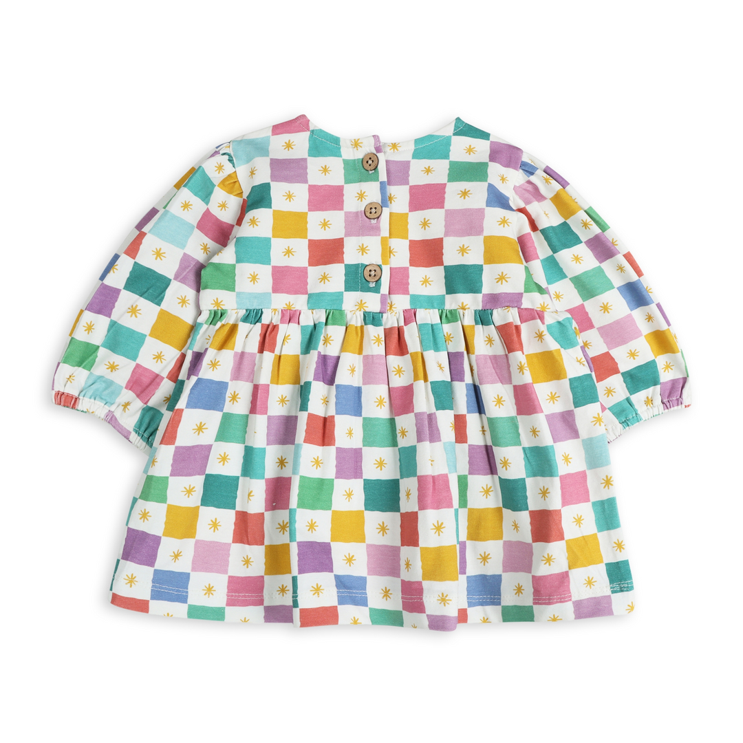 Colorful Checks Baby Dress and Bloomer