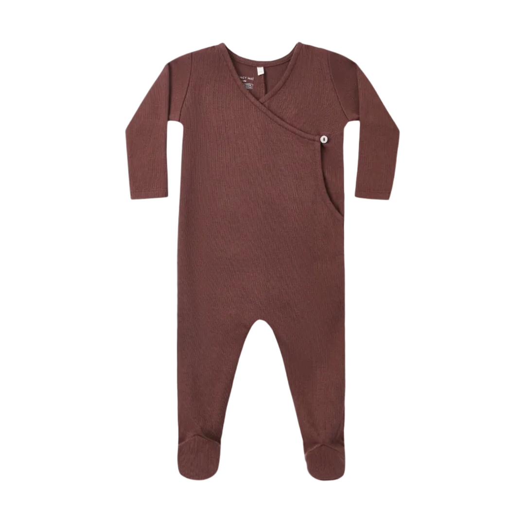 Pointelle Wrap Footie - Black Cherry