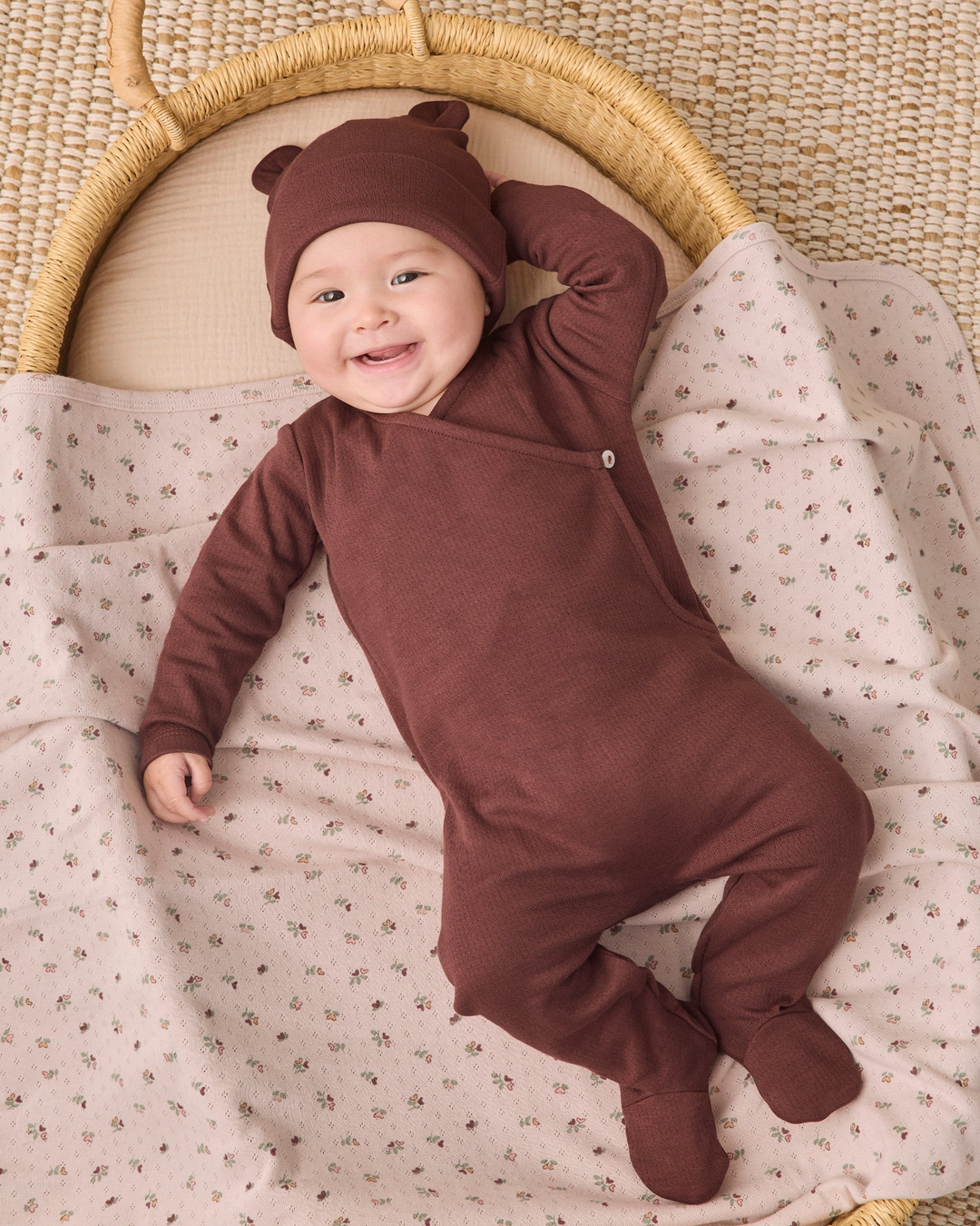 Pointelle Wrap Footie - Black Cherry