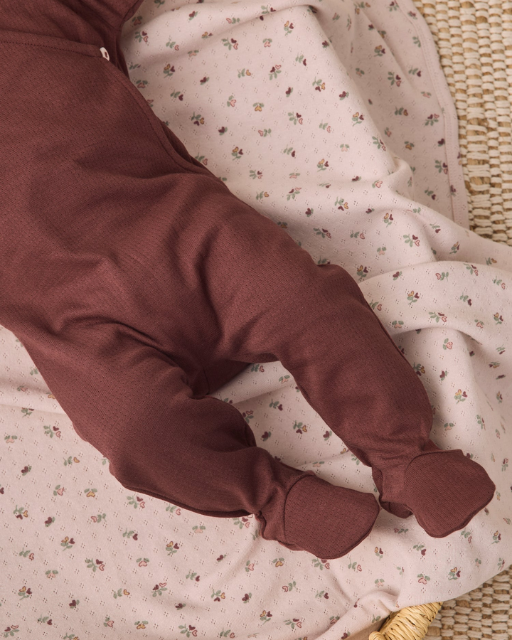 Pointelle Wrap Footie - Black Cherry