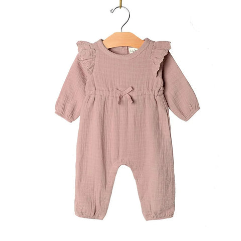 Lilac Muslin Embroidered Sleeve Romper