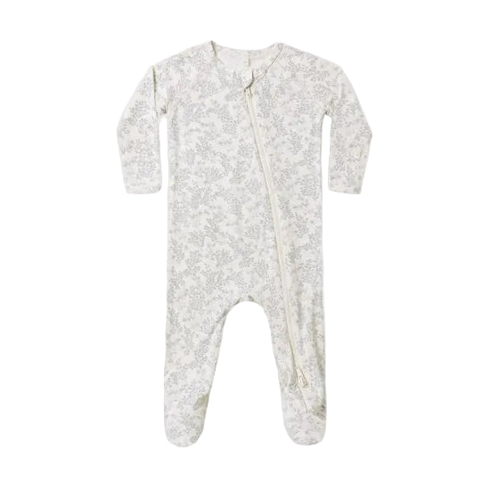 Bamboo Zip Footie - Cloud Floral