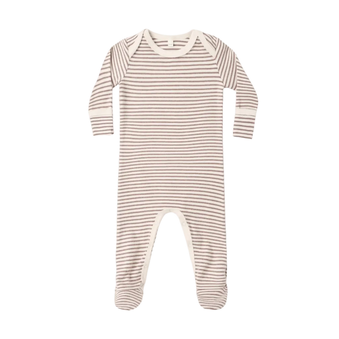 Baby Footie - Cocoa Microstripe