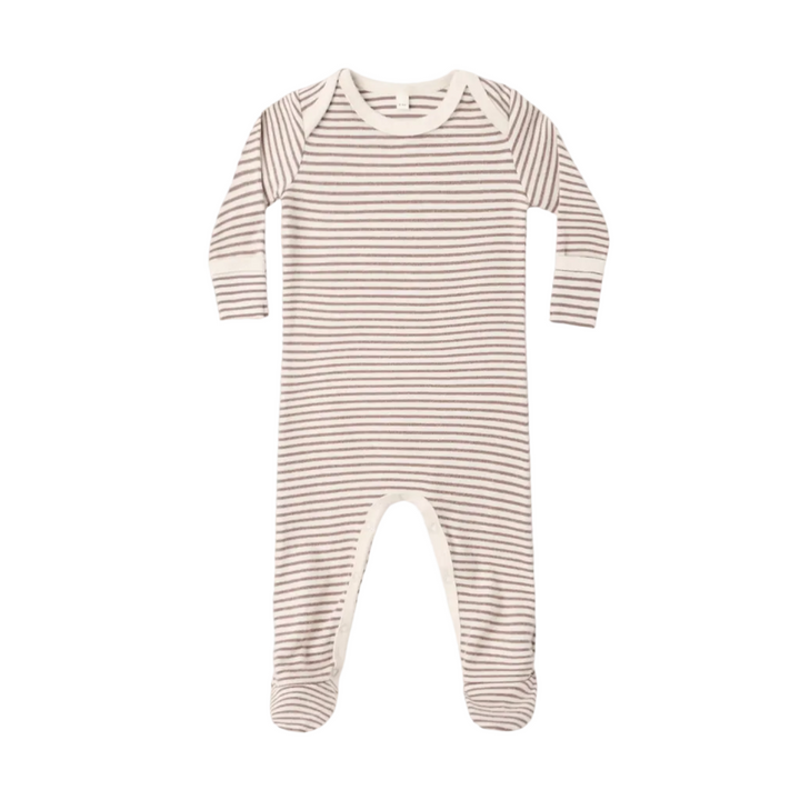 Baby Footie - Cocoa Microstripe