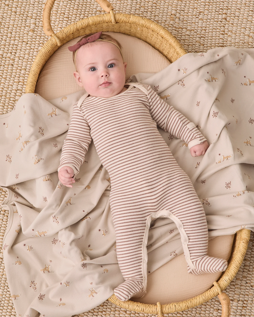 Baby Footie - Cocoa Microstripe