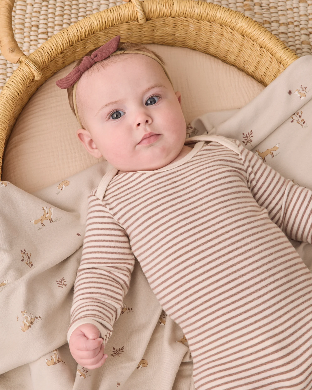 Baby Footie - Cocoa Microstripe