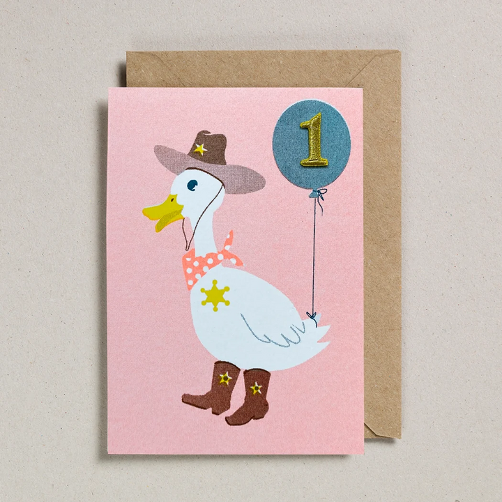 Duck Confetti Pets Birthday Card- Age 1