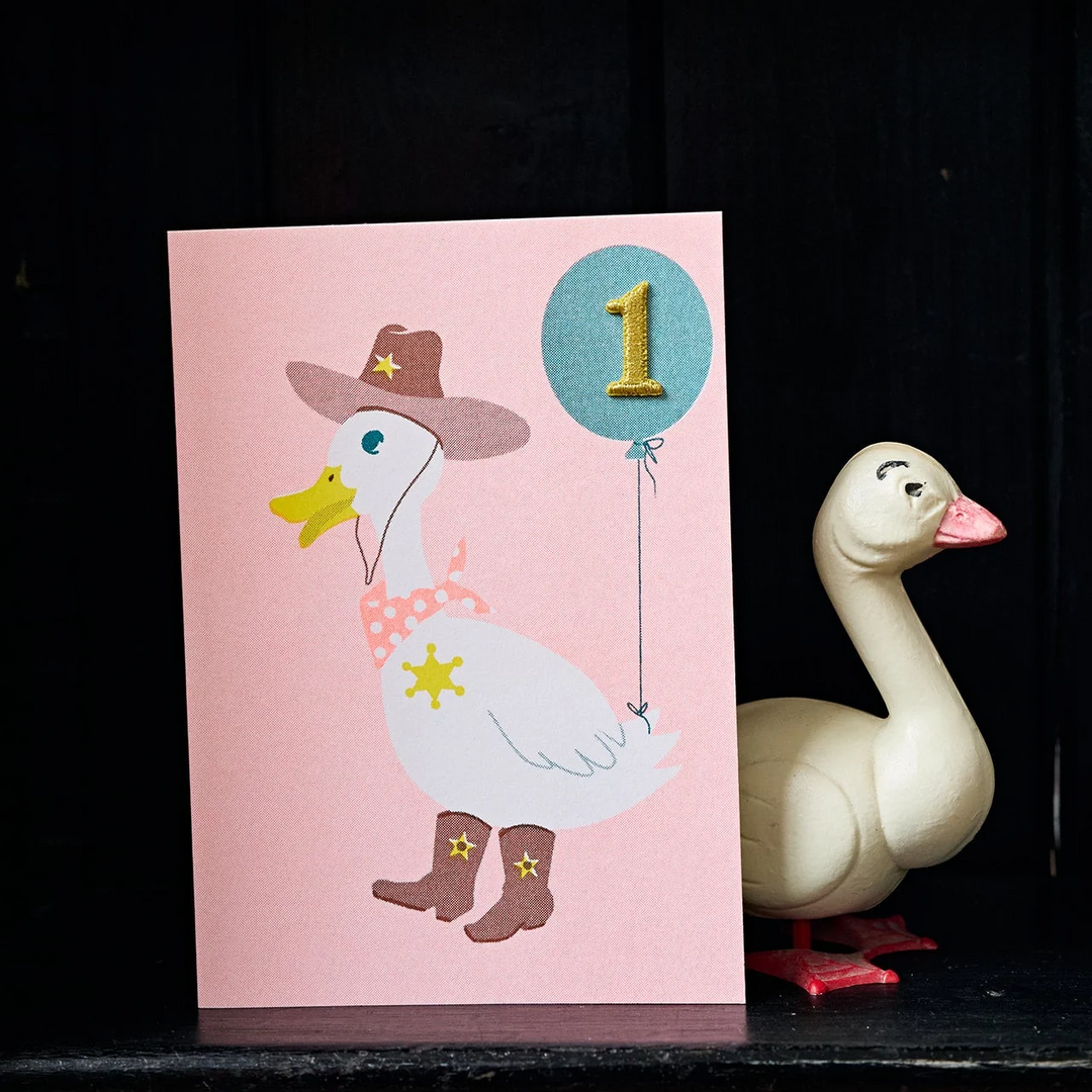 Duck Confetti Pets Birthday Card- Age 1