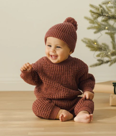 Chunky Knit Beanie - Cranberry