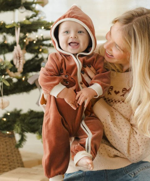 Velour Zip Jumpsuit - Cranberry