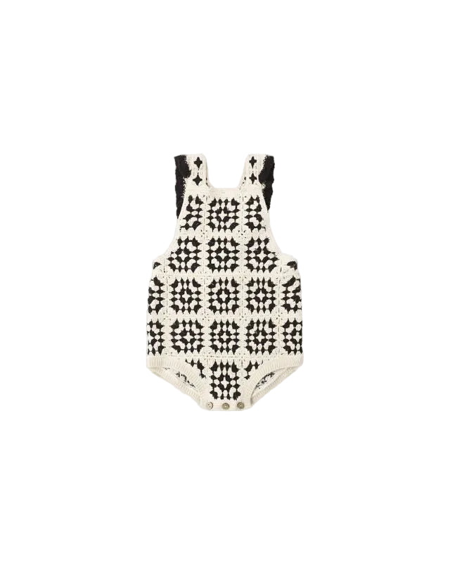 Natural Abstract Crochet Romper