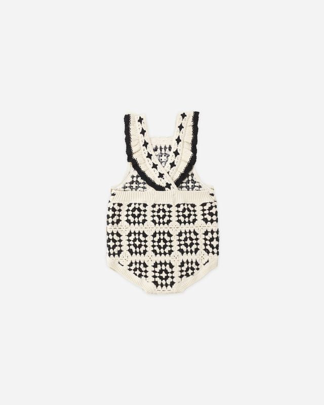 Natural Abstract Crochet Romper