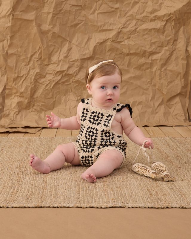 Natural Abstract Crochet Romper