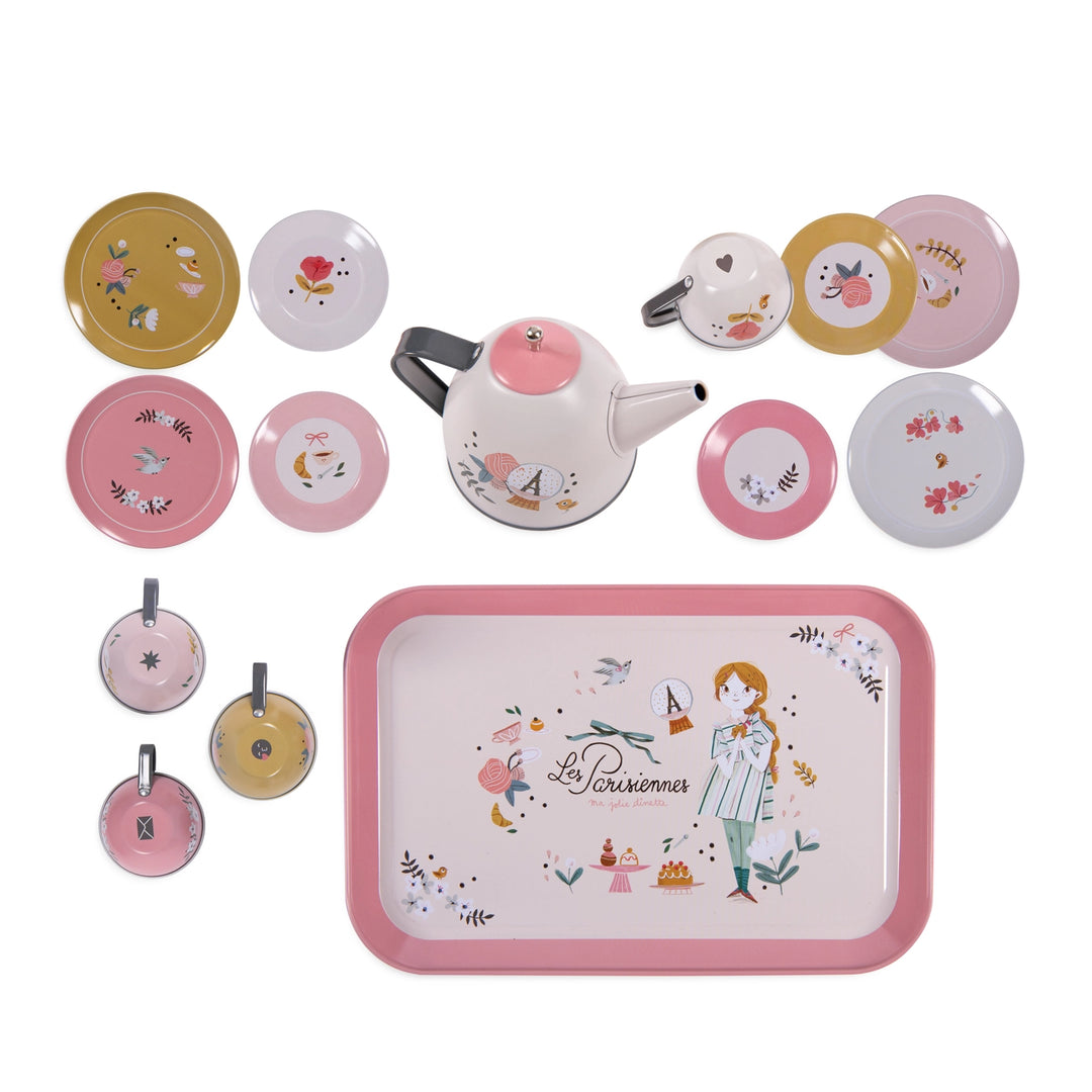 Parisiennes Tin Tea Set in Suitcase