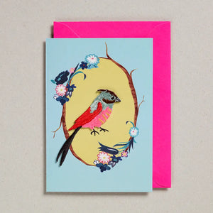 Embroidered Bird Patch Card