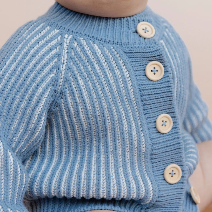 Dusty Blue Cotton Brioche Cardigan