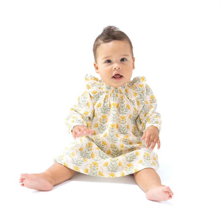 Winter Dandelions L/S Ruffle Dress + Diaper Cover