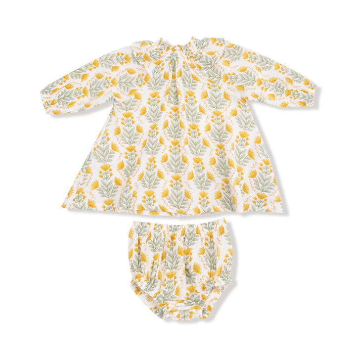 Winter Dandelions L/S Ruffle Dress + Diaper Cover