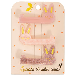 Pink Rabbit Hair Clips s/3