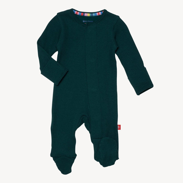 Deep Emerald Waffle Footed Romper