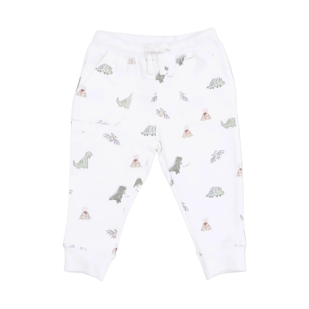 French Terry Jogger Pant - White Dinos