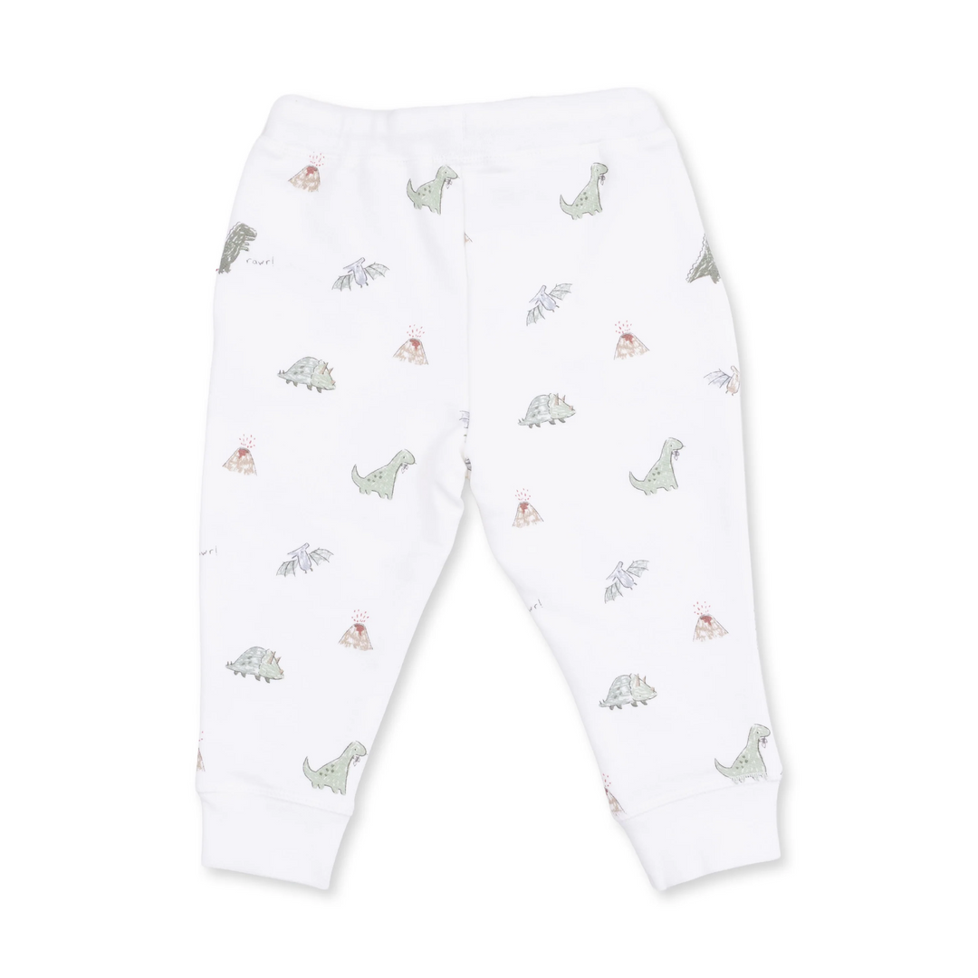 French Terry Jogger Pant - White Dinos
