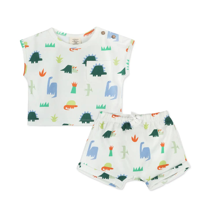 Dino Baby Tee & Shorts Set - Natural
