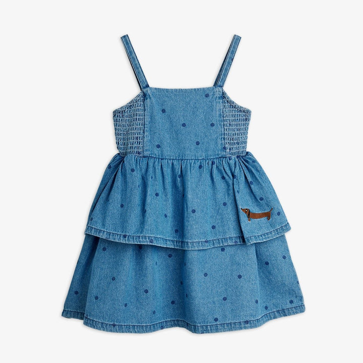 Blue Denim Dots AOP Strap Dress